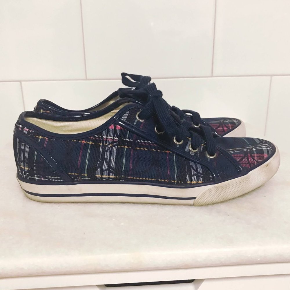 COACH Dee Blue Plaid Sneakers - Picture 6 of 10